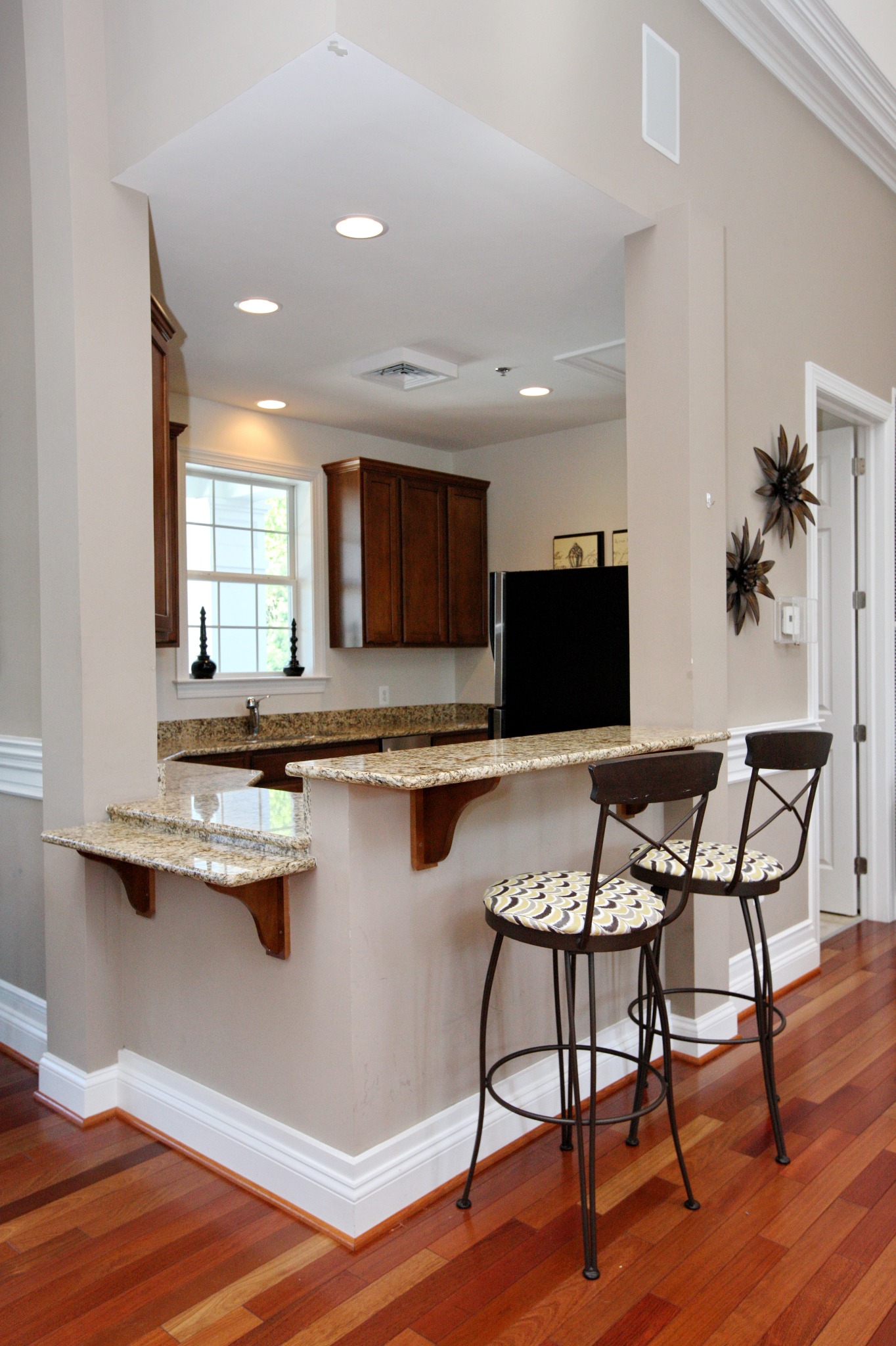 Kitchen and gathering space at the SteepleChase clubhouse